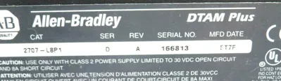 USED ALLEN BRADLEY 2707-L8P1 SERIES D REV A OPERATOR INTERFACE 2707L8P1