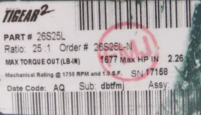 NEW DODGE 26S25L GEAR REDUCER 25:1
