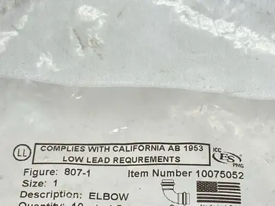 USED ELKHART APOLLOXPRESS ELBOW FITTING 90 DEGREE 1" X 1" PRESS COPPER