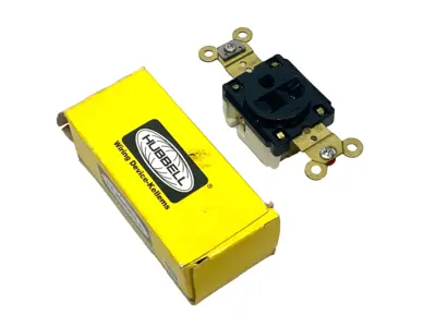 New | in-Stock Hubbell Black Straight Blade Single Receptacle 2-Pole 3-Wire 125V 20A Electrical Fittings Michigan US | Maverick Industrial Sales #1402549