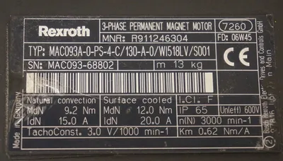 NEW REXROTH MAC093A-0-PS-4-C/130-A-0/WI518LV/S001 SERVO MOTOR R911246304
