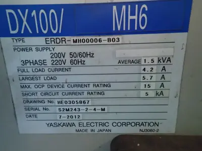 USED 2012 YASKAWA MOTOMAN MH6