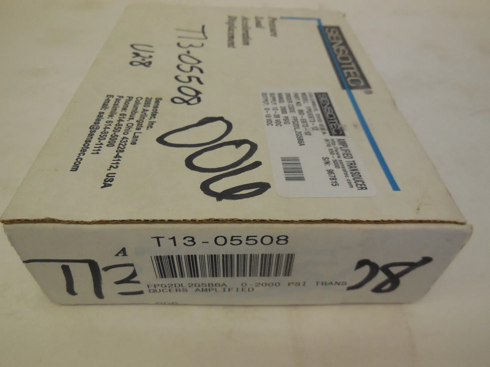 NEW SENSOTEC 060-E873-12 AMPLIFIED TRANSDUCER FPG/E873-12 2000 PSIG 060E87312