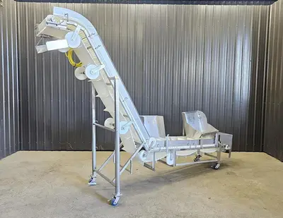 Used Belt Conveyor, 14’’ Wide X 160’’ Long, Cleated Belt