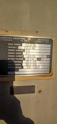 USED 2004 ENERTECH INDUSTRIES INC 300 BBL VERTICAL TANK