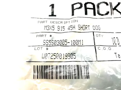 SS5S03005-100M1 | Short Dog Set Screw M3X5 915 45H PKG OF 100 - New