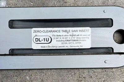 Delta DL-1U Table Saw Throat Plate Insert (5632)