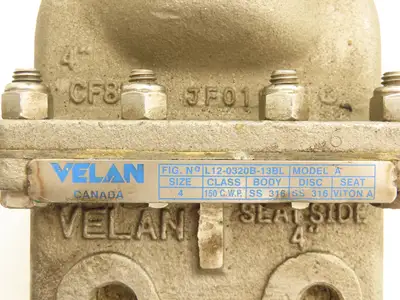 Velan L12-0320B-13BL  4" Stainless Knife Gate Valve 316SS Rising Stem Lug Style