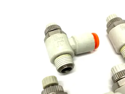 USED SMC PNEUMATIC FLOW CONTROL ELBOW FITTING 3/16" OD TUBE