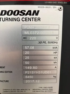 2017 DOOSAN PUMA 2600 SYII LATHES, COMBINATION, N/C & CNC | Prime Machinery (7)