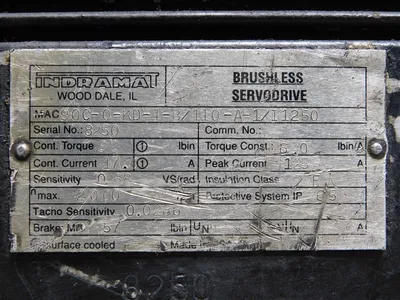Indramat 90C-0-KD-1-B/110-A-1/I1250 Brushless Servodrive 92 lb-in Cont. 17A Used