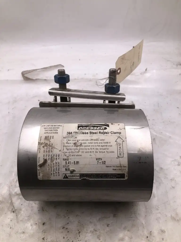 Dresser 364 Stainless Steel 7-1/2″ Repair Clamp 5.41-5.81