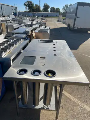 Used Falcon Restaurant Supply Used 85" Stainless Steel Drink Station with Ice Bin and Cup Dispensers - SS270 Underbar Equipment Illinois US | Falcon Restaurant Supply #1375887