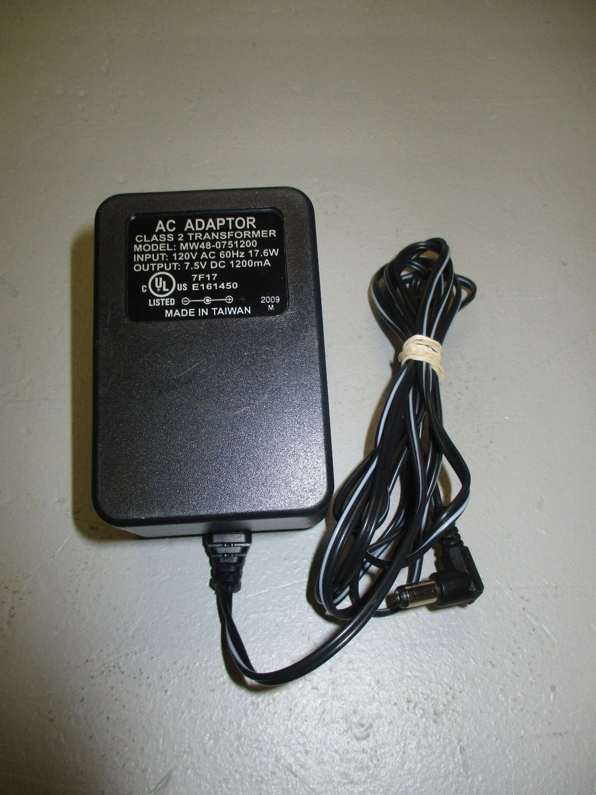 Used MW48-0751200 AC Class 2 Transformer Adapter (120 VAC, 60Hz, 17.6 Watts)