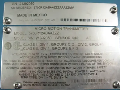 NEW Micro Motion 5700 R12 ABAAZZZ AAAZZMV