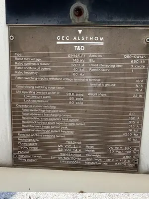 Used GEC ALSTHOM S1-145-F1 Circuit Breakers | Surplus Asset Holdings #1190179