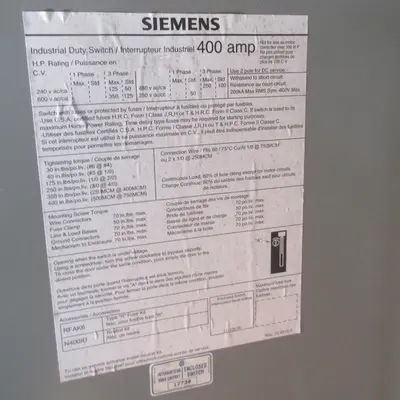 Siemens 400 Amp Fusible Disconnects