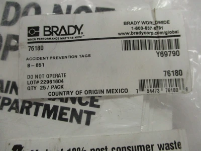 NEW Brady 76180