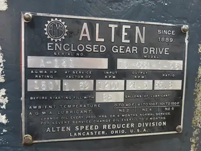 Alten TG-456A-1-56 Enclosed Gear Drive 150Hp 55.8 Ratio 21.5rpm Parallel Drive