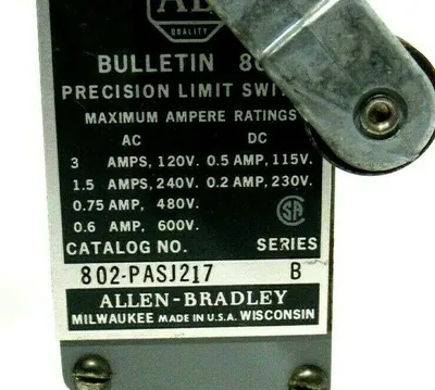 NEW ALLEN BRADLEY 802-PASJ217 LIMIT SWITCH SER.B 802PASJ217