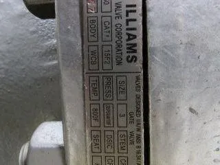 Williams 15F2 3" Cast Steel Bolted Bonnet Gate Valve Class 150 Rising Stem