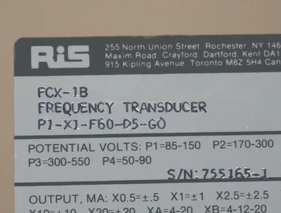 NEW ROCHESTER INSTRUMENTS FCX-1B FREQUENCY TRANSDUCER P1-X1-F60-D5-G0