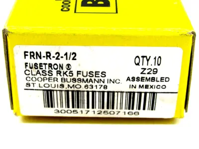 NEW LOT OF 9 BUSSMANN FRN-R-2-1/2 FUSES FRNR212