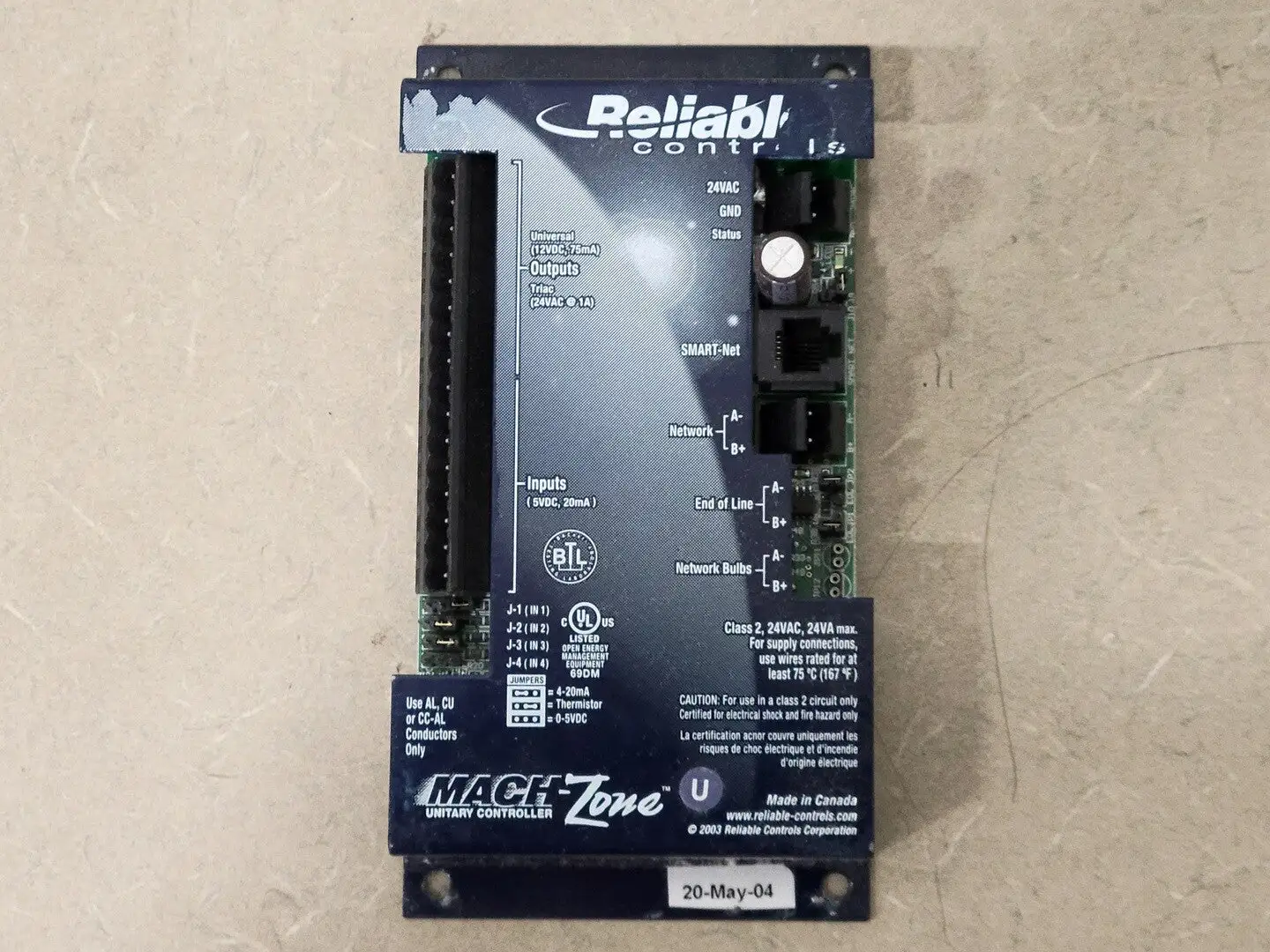 NEW RELIABLE CONTROLS MZ4T081201T