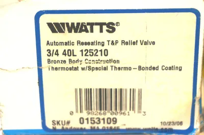 NEW WATTS 40L 125210 3/4" RELIEF VALVE 40L125210