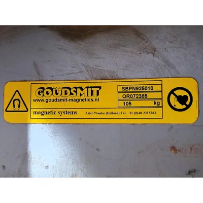 Used GOUDSMIT MAGNETICS SBPN925010 Magnets West Virginia US | JM Industrial #1333723