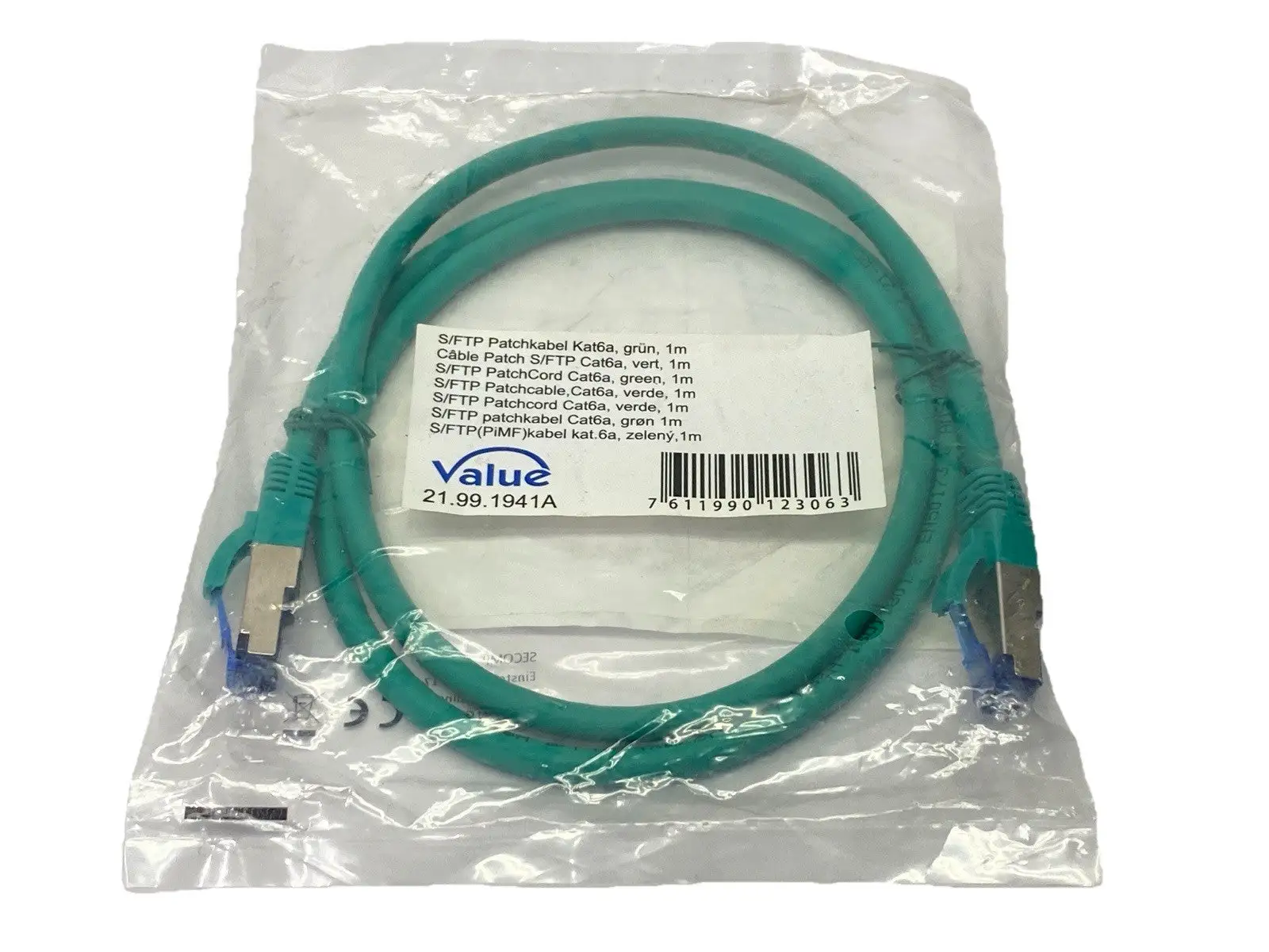 21.99.1941A | Value  Patch Cable S/FTP Cat 6a 1m - New