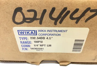 Wika 232.34DD – 50302591 Pressure Gauge 1/4″ NPT LM 0-100PSI 316SS Connection
