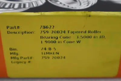 NEW Timken 759 Tapered Roller Bearing STOCK 1661CC