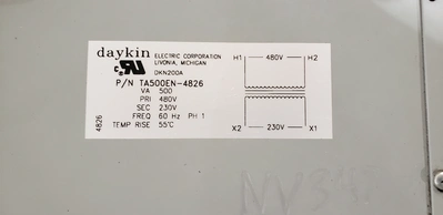Daykin TA500EN-4826 Transformer 500vo; 480-230v