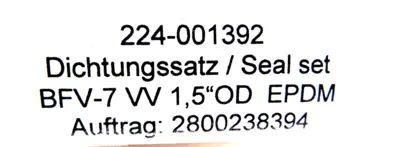NEW TUCHENHAGEN 224-001392 SEAL SET BFV-7 VV 1.5"OD EPDM 224001392