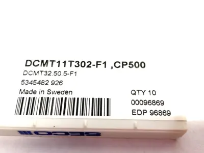 New | in-Stock SECO DCMT11T302-F1 CP500 TURNING INSERT 00096869 DCMT32.50.5-F1 CP500 Inserts (Misc) | Maverick Industrial Sales #1100555