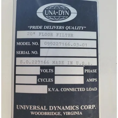 Used Una-Dyn Universal Dynamics 20" Floor Filter [PARTS]