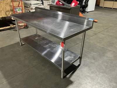 Used BK RESOURCES SVTR5-7230 72 INCH STAINLESS STEEL WORK TABLE WITH BACKSPLASH Food Prep Tables Michigan US | Miedema Asset Management Group #1370162