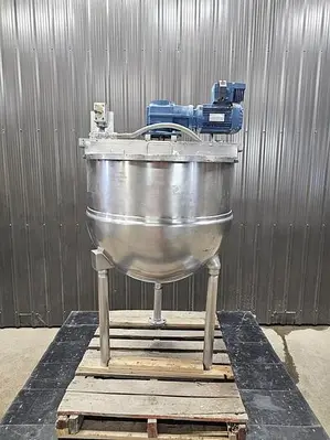 Used 100 Gallon Kettle, 316 Stainless Steel, With Scrape Agitation