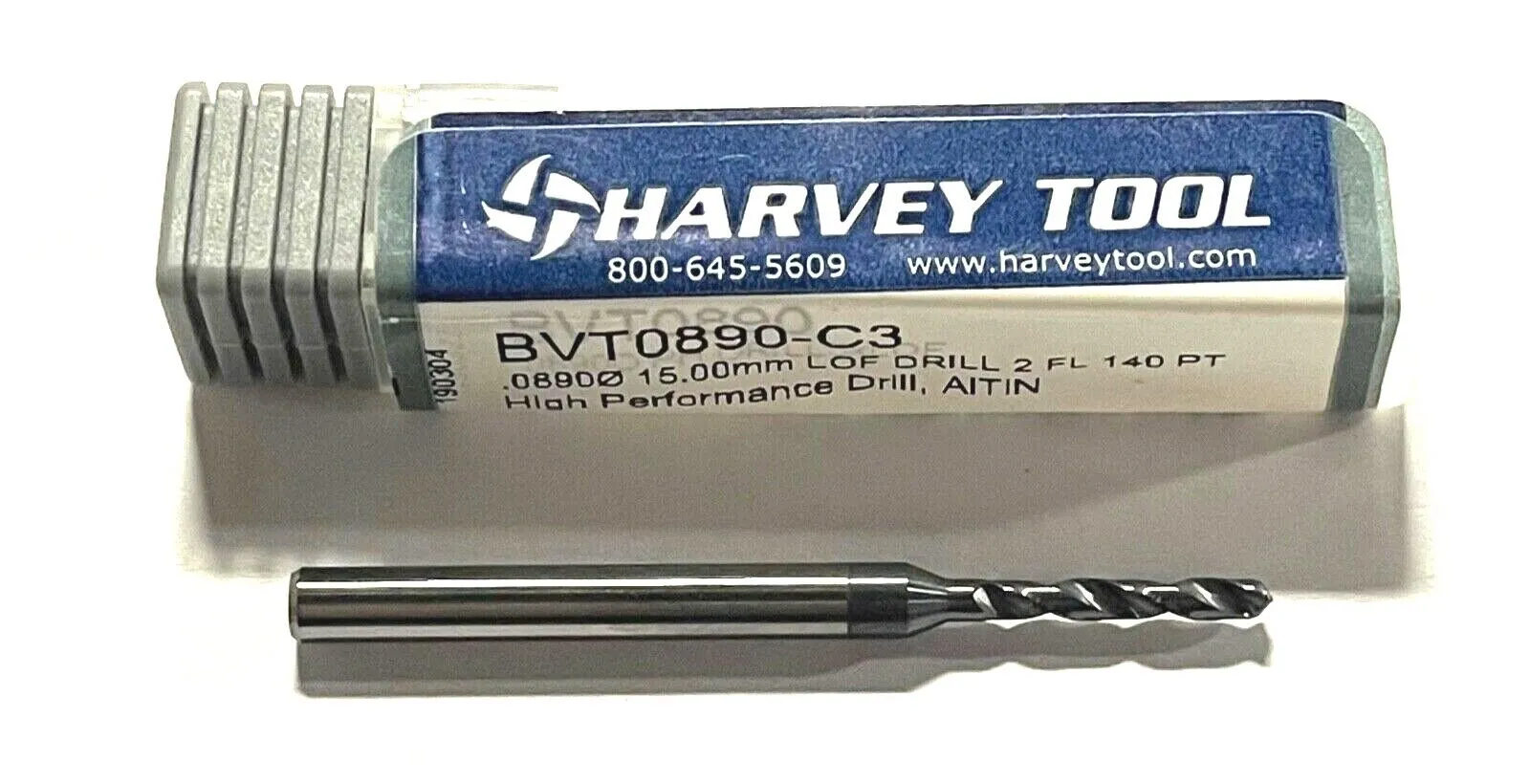 Harvey Tool 2.6mm Solid Carbide Drill 5xD High Performance AlTiN 2 Flute 140°