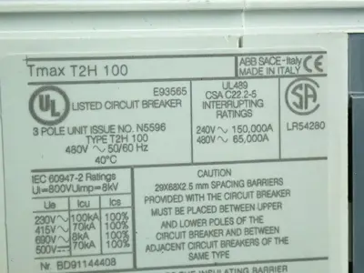 USED ABB TMAXT2H100