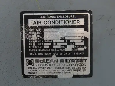 Mclean Midwest 36-0416-101 Electrical Enclosure Air Conditioner 4000 BTU 115V