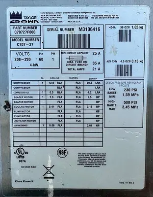 Used TAYLOR _UNKNOWN_ Ice Cream Equipment Ohio US | Palm Beach Restaurant Equipment, LLC #1421270