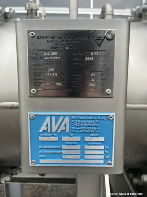 Used AVA-Holland Merten HTK 200 Rotary Vacuum Paddle Dryer – 316Ti Stainless Steel