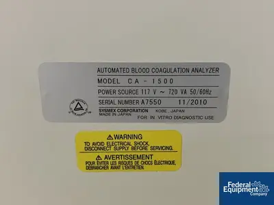 USED Sysmex Sysmex CA-1500 Coagulation Analyzer