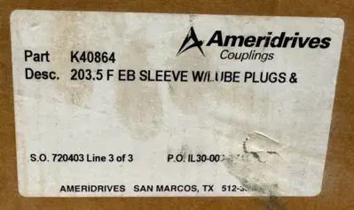 NEW AMERIDRIVES K40864 203.5 F EB SLEEVE W/ LUBE PLUGS