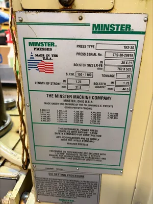 NIDEC MINSTER Pulsar TR2-30 Stamping Press | Global Machine Brokers, LLC (12)