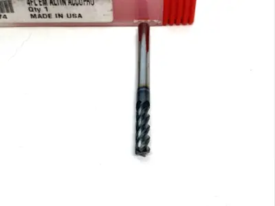 USED ACCUPRO SQUARE END MILL: 4MM DIA, 14MM LOC, 4 FLUTE, SOLID CARBIDE