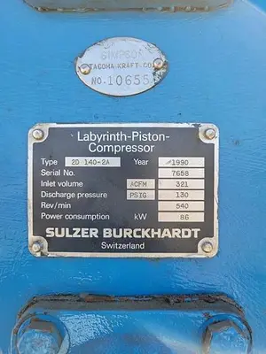 USED 1990 SULZER BURCKHARDT LABYRINTH 2D 140-2A