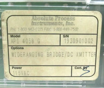 NEW ABSOLUTE PROCESS INSTRUMENTS API-4058-G TRANSMITTER API4058G